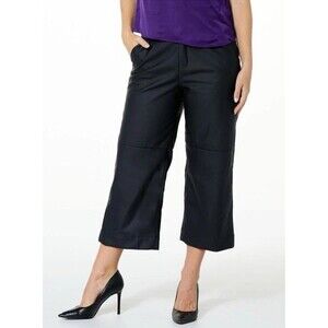 Joie Women’s Size Small Black Faux Leather Wide Leg Cropped Pants